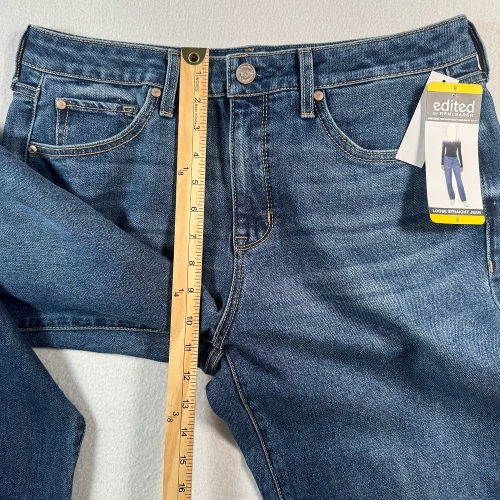 Edited Jeans Womens 8 Blue Loose Straight High Rise Dark Wash - Picture 10 of 14